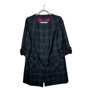 Banana Republic Jacket Womens Medium Tartan Plaid Lined Preppy Wool Blend Bow